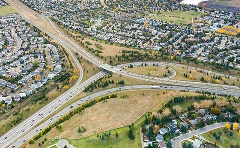Aerial view of Terwillegar Drive, Edmonton