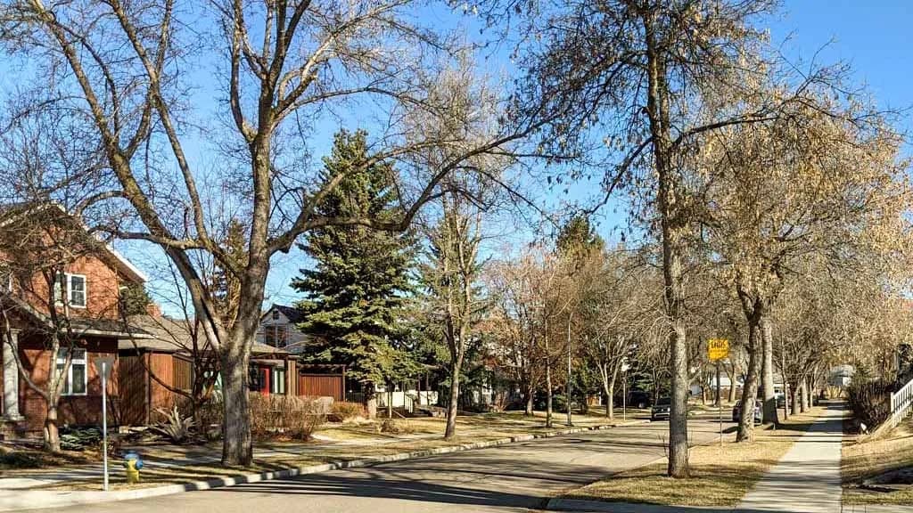 Residential street in Bonnie Doon, Edmonton